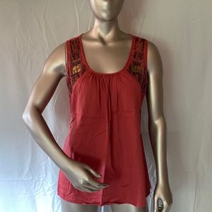 Orange Tank Top with Brown Beading